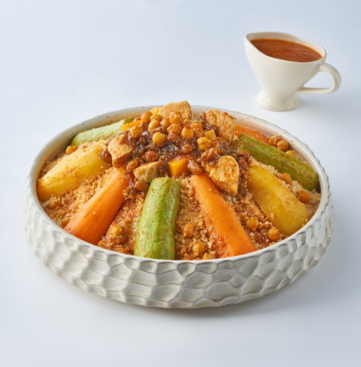 Couscous Chicken with vegetables & Tfaya